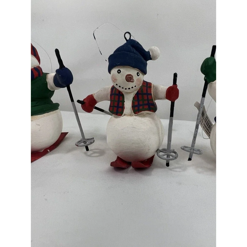 Lot Of 3 Department 56 Christmas Ornaments Skiing Snowmen NOS VTG Retired - Picture 3 of 7